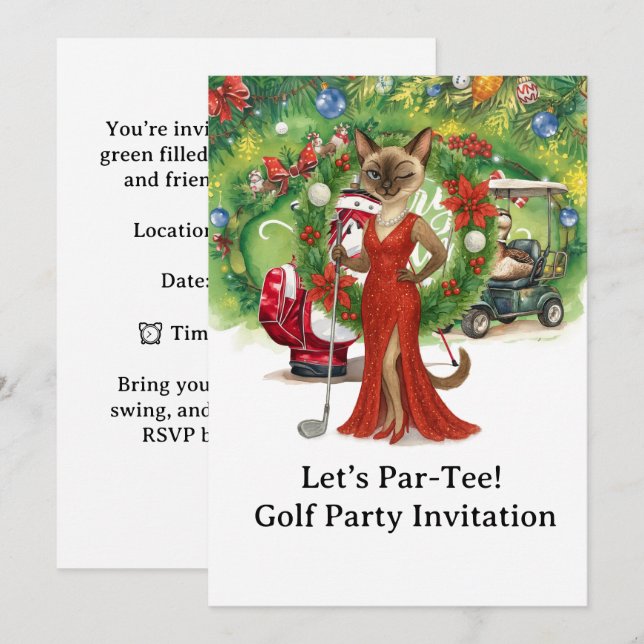 Golf Christmas Party on putting green Invitation (Front/Back)