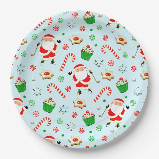 Golf Christmas Party Paper Plate (Front)