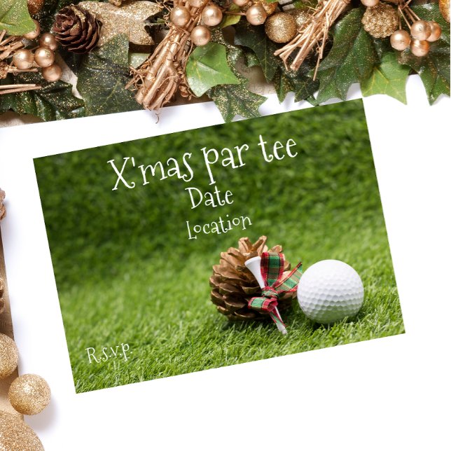 Golf Christmas Party Par tee with golf ball Invitation (Creator Uploaded)