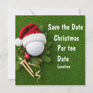 Golf Christmas Party save the date on green grass