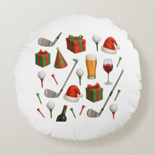 Golf Christmas party themed for golfer champagne Round Pillow