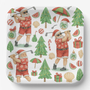 Golf Christmas Party themed Golfing for Golfer Paper Plate