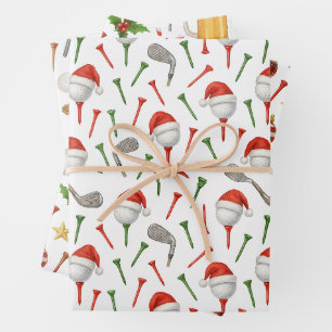 Golf Christmas Party themed Golfing for Golfer Wrapping Paper Sheet