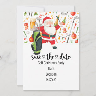 Golf Christmas Party themed with Santa Claus  Invitation