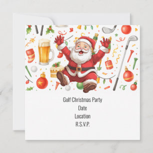 Golf Christmas Party themed with Santa Claus  Invitation