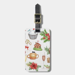 Golf Christmas Party with golf equipment Xmas Luggage Tag