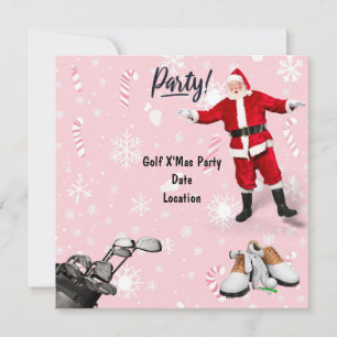Golf Christmas party with Santa Claus on Pink Save The Date