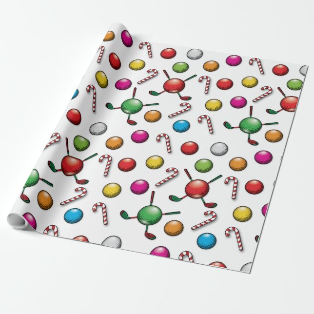 Golf Christmas Pattern Design Wrapping Paper (Unrolled)
