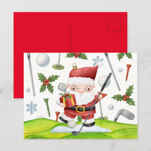 Golf christmas Santa Claus GOLFING  Postcard