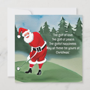Golf Christmas Santa Claus is golfing on green Holiday Card