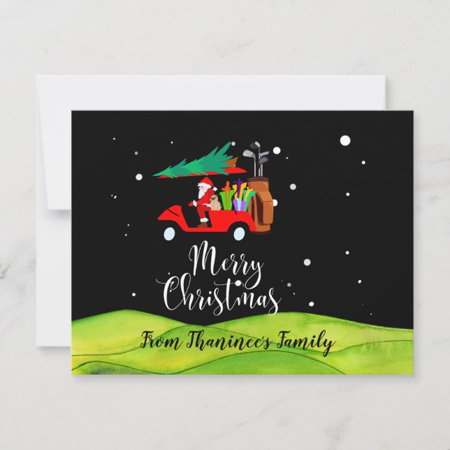 Golf christmas Santa Claus riding golf cart golfer (Front)