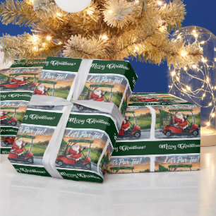 Golf christmas Santa Claus riding golf cart   Wrapping Paper