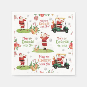 Golf Christmas Santa Golfer May Course be with you Napkin