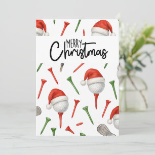 Golf Christmas Santa Hat Red and Green Tees  Holiday Card