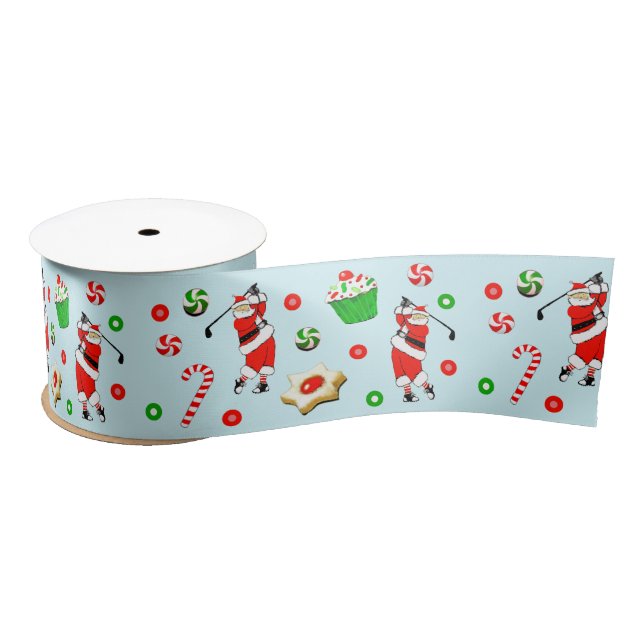 Golf Christmas Satin Ribbon (Spool)