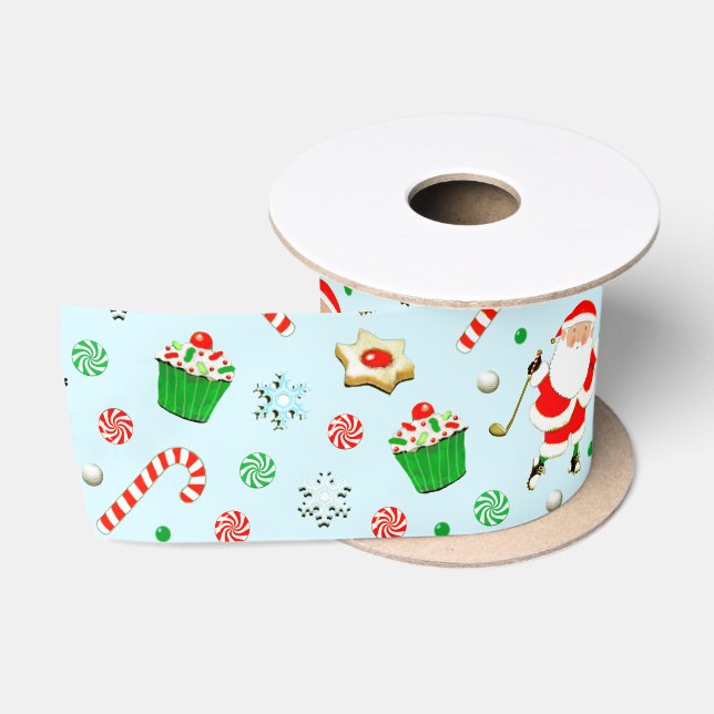 Golf Christmas Satin Ribbon (Spool)