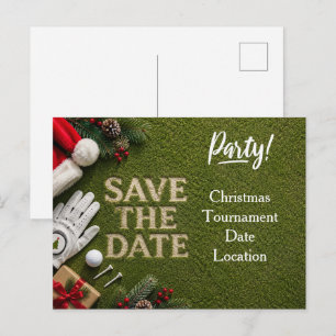 Golf Christmas save the date invitation 