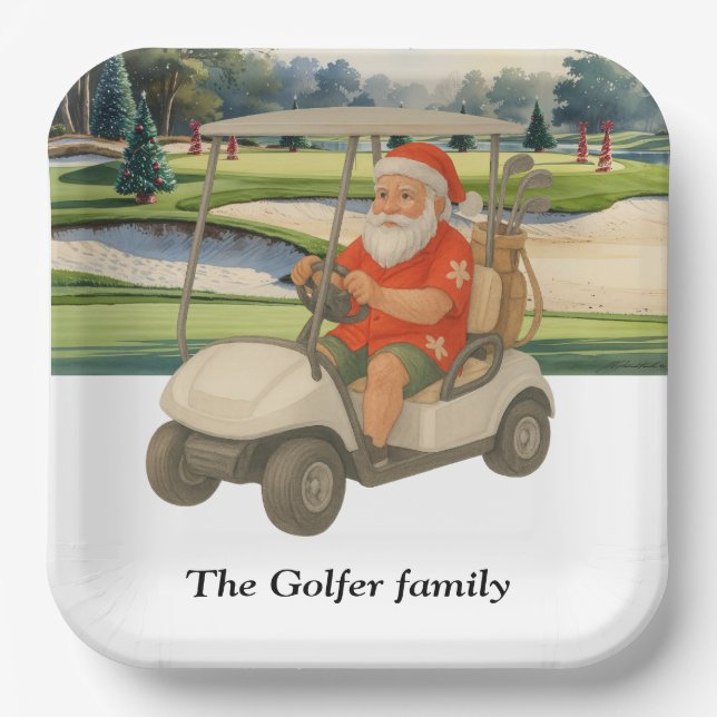 Golf Christmas Summer July Hawaii golfing themed  Paper Plate (Front)
