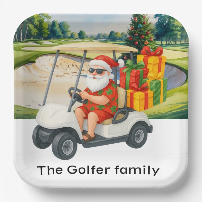 Golf Christmas Summer July Hawaii golfing themed  Paper Plate (Front)