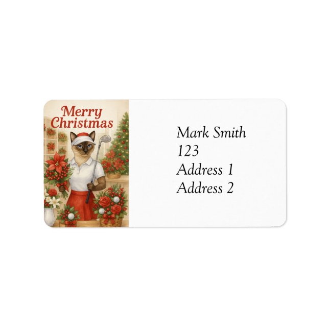 Golf Christmas themed for Cat Lover Golfer Golfing Label (Front)