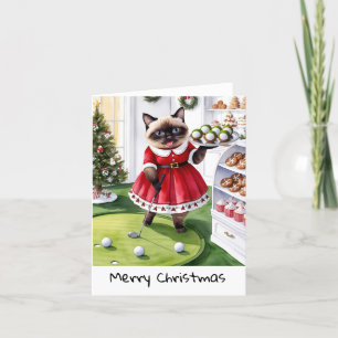 Golf Christmas themed for Cat Lover Golfer Holiday Card