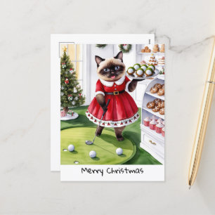 Golf Christmas themed for Cat Lover Golfer Holiday Postcard