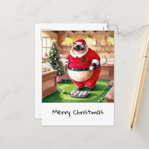 Golf Christmas themed for Cat Lover Golfer  Holiday Postcard