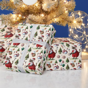 Golf Christmas themed for Cat Lover Golfer Wrapping Paper