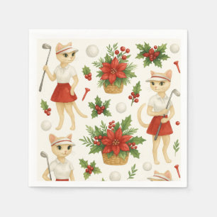 Golf Christmas themed for Cat woman Golfer Napkin