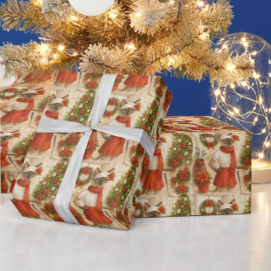 Golf Christmas themed for Cat woman Golfer  Wrapping Paper