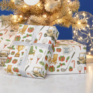 Golf Christmas themed for Golf Dad Father Wrapping Paper