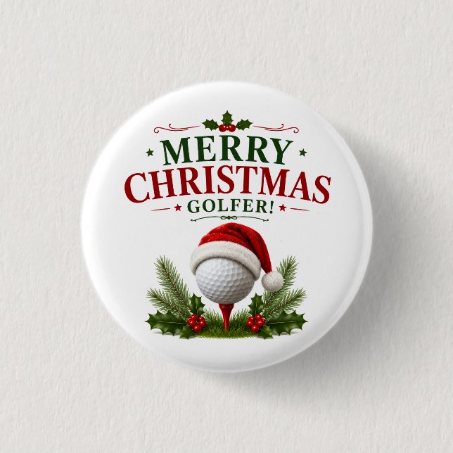 Golf Christmas themed for golfer 1 Inch Round Button (Front)