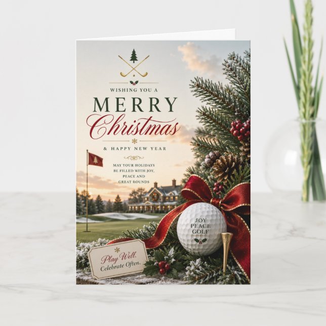 Golf Christmas themed for Golfer Card (Front)