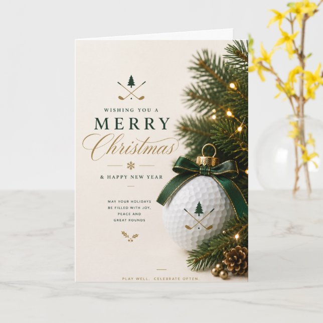Golf Christmas themed for Golfer Card (Yellow Flower)