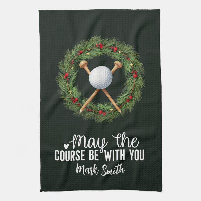 Golf Christmas themed for Golfer  Kitchen Towel (Vertical)