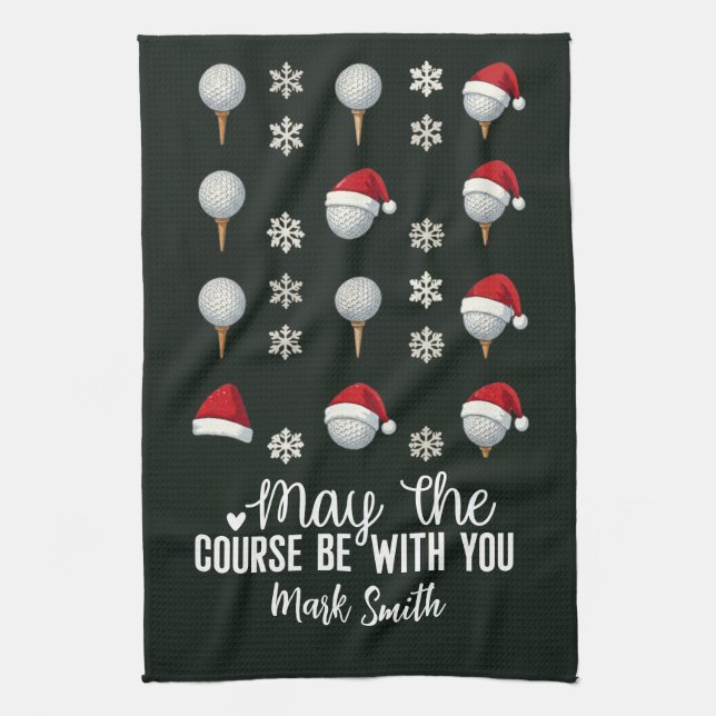 Golf Christmas themed for Golfer  Kitchen Towel (Vertical)