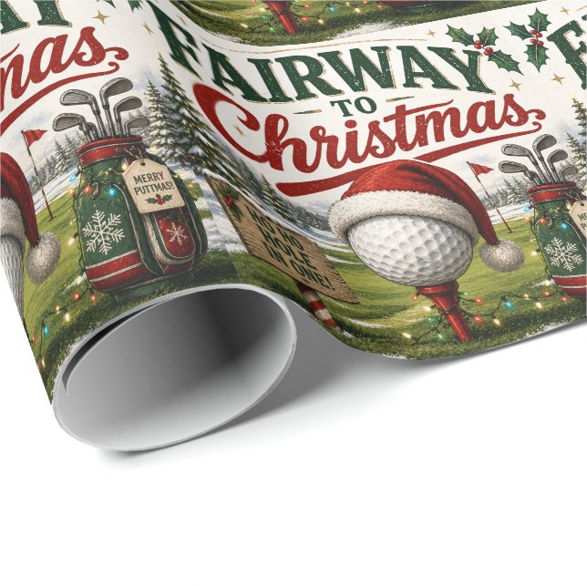 Golf Christmas themed for Golfer Wrapping Paper (Roll Corner)