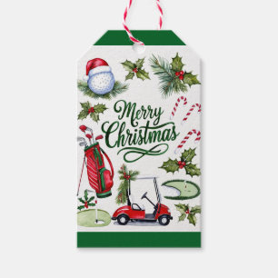 Golf Christmas themed Golfer watercolor Holiday Gift Tags