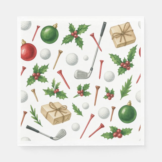Golf Christmas themed with ball  gifts for golfer Napkin (Front)