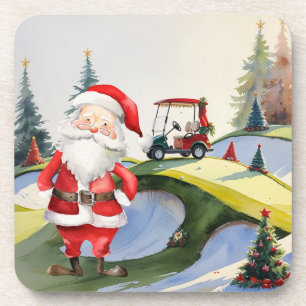 Golf Christmas themed with Santa Claus Golfing Coaster