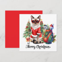 Golf Christmas themed with Siamese Cat Golfer