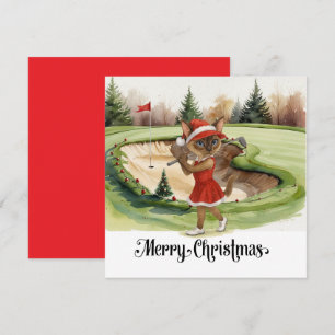 Golf Christmas themed with Siamese Cat Golfer  Holiday Card