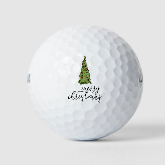 Golf Christmas Tree Merry Christmas Balls (Front)