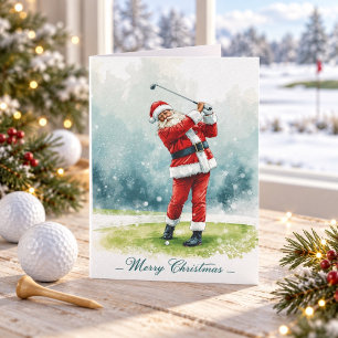 Golf Christmas Winter themed for golfer on course Holiday Card