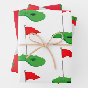 Golf Christmas with ball and iron for golfer  Wrap Wrapping Paper Sheet