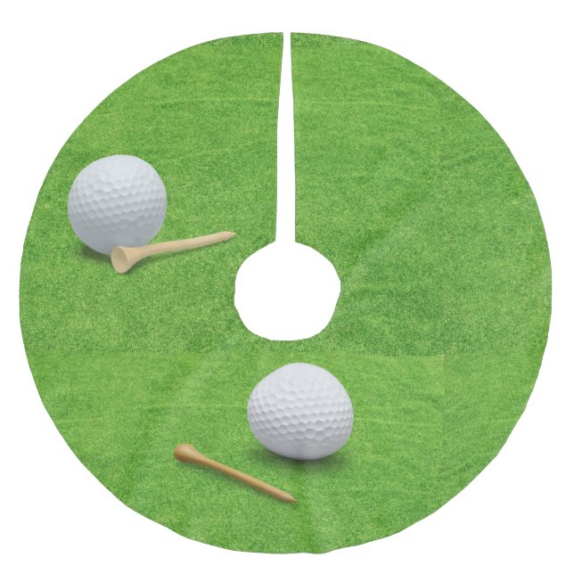 Golf Christmas with golf ball  Brushed Polyester Tree Skirt (Front)