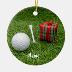 Golf Christmas with golf ball Christmas Gift green Ceramic Ornament
