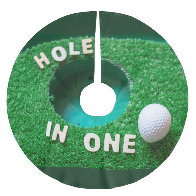 Golf Christmas with golf ball hole in one Brushed Polyester Tree Skirt (Front)