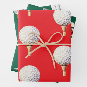 Golf Christmas with GOLF themed Wrapping Paper Sheet