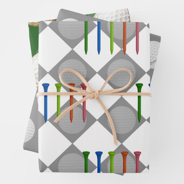 Golf Christmas with GOLF themed Wrapping Paper Sheet (In situ)